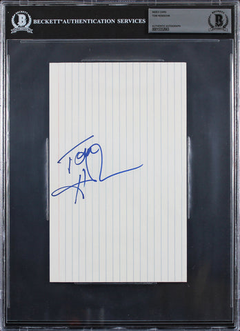 Celtics Tom Heinsohn Authentic Signed 5x8 Index Card Autographed BAS Slabbed