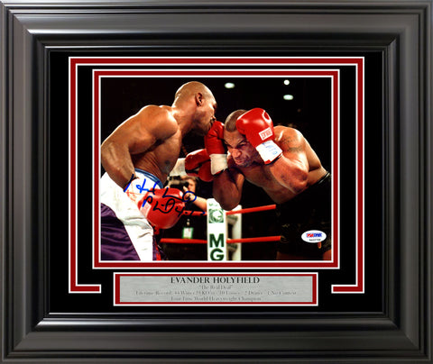 Evander Holyfield Autographed Framed 8x10 Photo vs. Mike Tyson PSA/DNA #5A22798