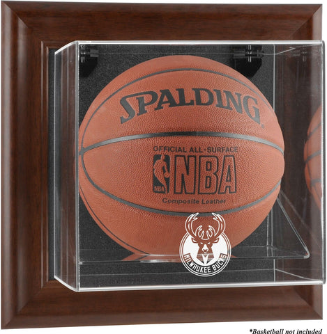 Milwaukee Bucks Brown Framed Wall-Mounted Team Logo Basketball Display Case