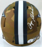 Roger Staubach Autographed Cowboys Camo Mini Helmet-Beckett W Hologram *White