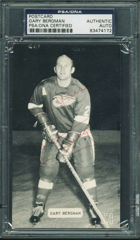 Red Wings Gary Bergman Authentic Signed 3.25X5.5 Postcard PSA/DNA Slabbed