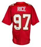 Simeon Rice Signed Custom Red Pro Style Football Jersey BAS ITP