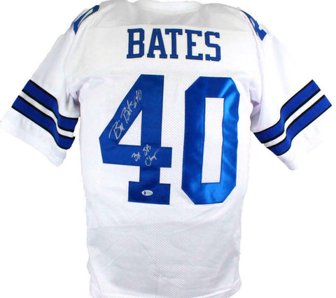 Bill Bates Autographed White Pro Style Jersey w/ 3x SB Champ-Beckett Auth*Silver