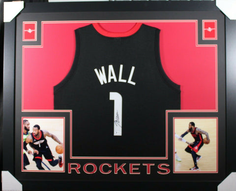 JOHN WALL (Rockets black SKYLINE) Signed Autographed Framed Jersey Beckett