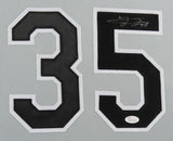 Frank Thomas Signed White Sox 35x43 Custom Framed Road Jersey (JSA) 2X AL MVP