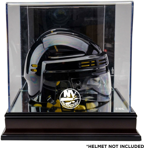 New York Islanders Mahogany Logo Mini Helmet Display Case