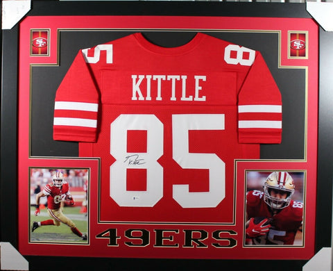 GEORGE KITTLE (49ers red SKYLINE) Signed Autographed Framed Jersey Beckett