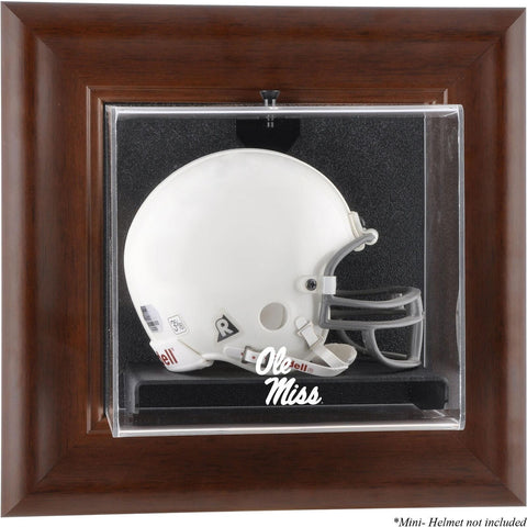 Ole Miss Brown Framed Logo Wall-Mountable Mini Helmet Display Case