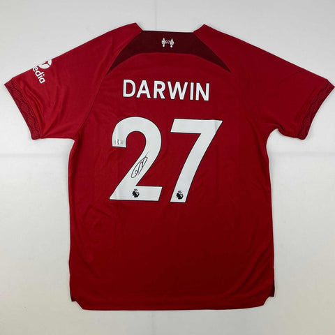 Autographed/Signed Darwin Nunez Liverpool Red Soccer Jersey Beckett BAS COA