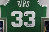 Larry Bird Signed Boston Celtics Framed Mitchell & Ness Green L Jersey BAS 36986