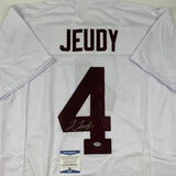 Autographed/Signed JERRY JEUDY Alabama White College Football Jersey Beckett COA