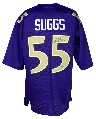 Terrell Suggs Signed Custom Purple Pro Style Football Jersey BAS ITP