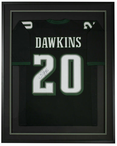 Brian Dawkins Signed Framed Custom Black Pro Style Football Jersey JSA ITP