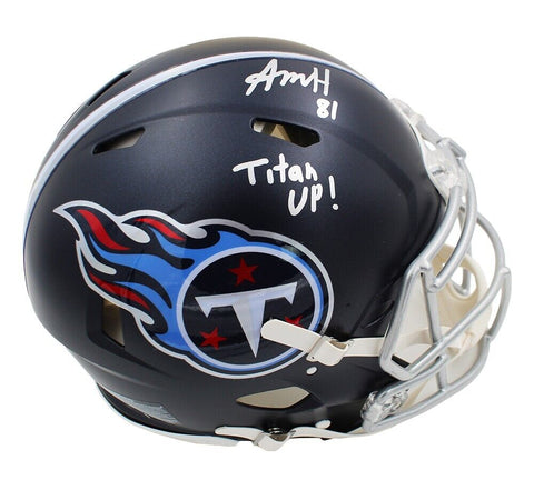 Austin Hooper Signed Tennessee Titans Speed Authentic NFL Helmet With "Titan Up"