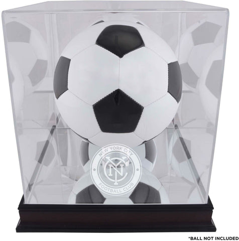 New York City FC Mahogany Team Logo Soccer Ball Display Case
