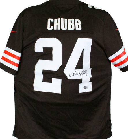 Nick Chubb Autographed Cleveland Browns Nike Game Jersey- Beckett W Hologram