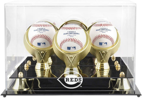Reds Golden Classic Three Baseball Logo Display Case - Fanatics