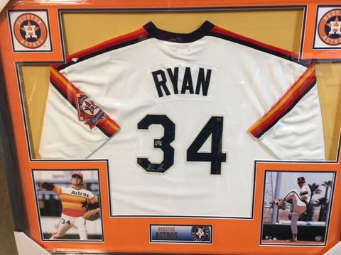 Nolan Ryan Signed Houston Astros 35x43 Custom Framed Jersey / All Time "K" King