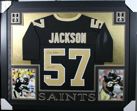 RICKEY JACKSON (Saints black SKYLINE) Signed Autographed Framed Jersey JSA
