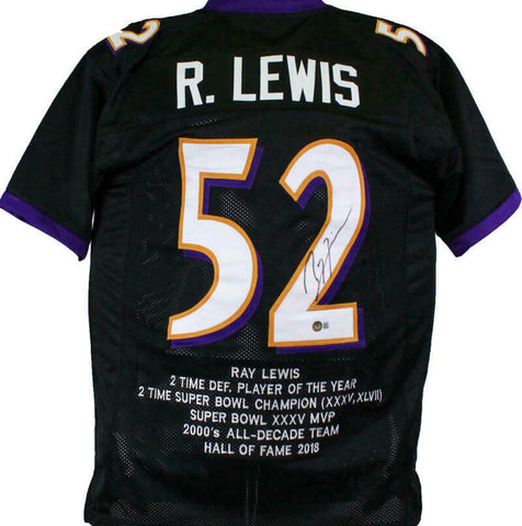 Ray Lewis Autographed Black Pro Style STAT Jersey-Beckett W Hologram *Black