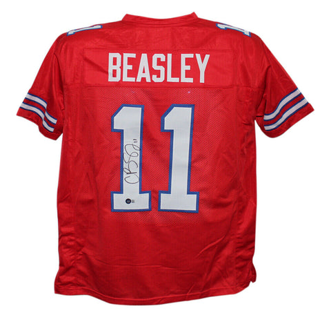 Cole Beasley Autographed/Signed Pro Style Red XL Jersey Beckett 39125