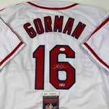 Autographed/Signed Nolan Gorman St. Louis White Baseball Jersey JSA COA