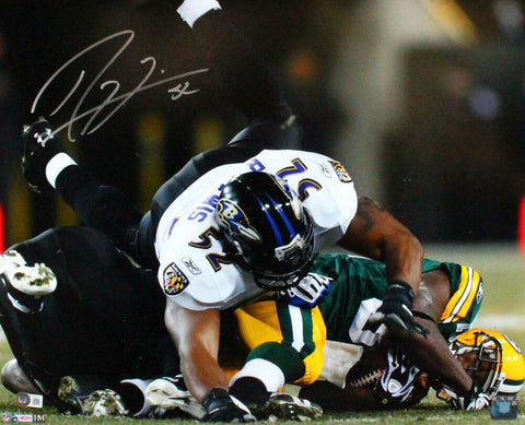 Ray Lewis Autographed Ravens 16x20 Tackle Vs Packers HM Photo-Beckett W Hologram
