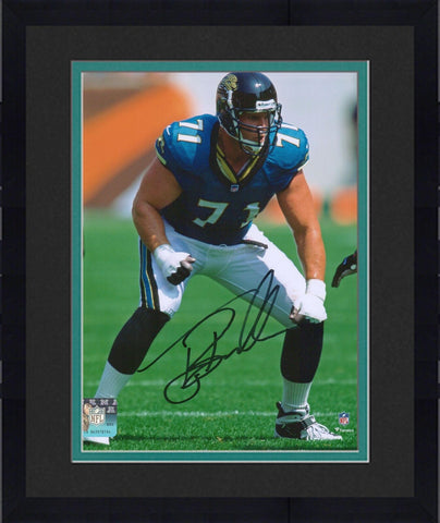 Framed Tony Boselli Jaguars Signed 8x10 Vertical Teal On The Line Photograph