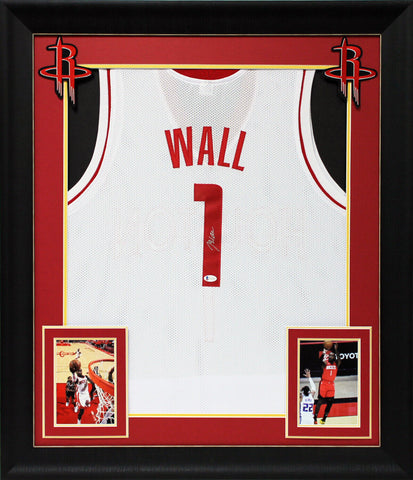 John Wall Authentic Signed White Pro Style Framed Jersey Autographed BAS Witness