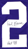 Paul Krause Signed Minnesota Throwback Purple Custom Jersey - HOF 98