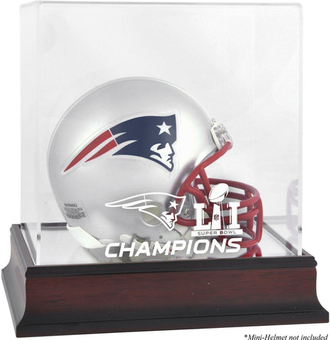 NE Patriots SB LI Champs Mini Helmet Logo Display Case-Fanatics