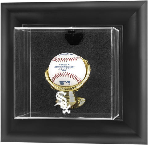 ChicagoSox Black Framed Wall-Mounted Logo Baseball Disp Case