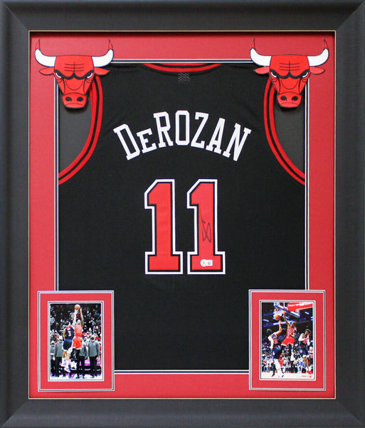 Demar Derozan Authentic Signed Black Pro Style Framed Jersey BAS Witnessed