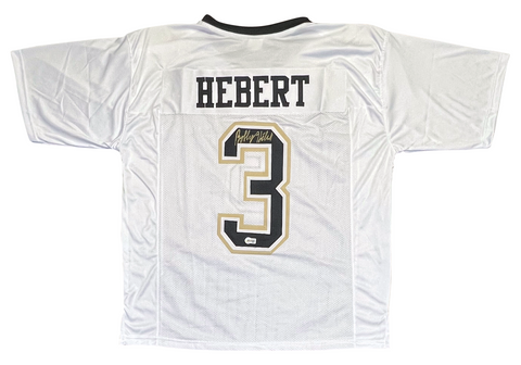 BOBBY HEBERT SIGNED AUTOGRAPHED NEW ORLEANS SAINTS #3 WHITE JERSEY BECKETT
