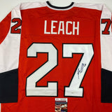 Autographed/Signed Reggie Leach Philadelphia Orange Hockey Jersey JSA COA