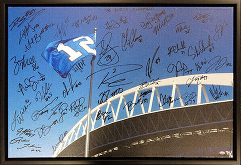 2013 SEAHAWKS SB TEAM AUTOGRAPHED SIGNED FRAMED 20X30 CANVAS PHOTO 42 SIGS 94470