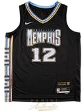 JA MORANT Autographed Memphis Grizzlies City Edition Black Nike Jersey PANINI