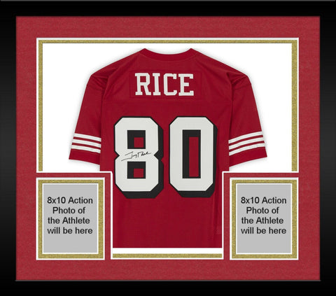 Framed Jerry Rice San Francisco 49ers Signed Red Mitchell & Ness Auth Jersey