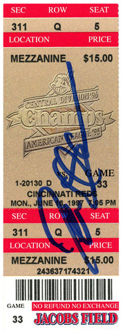 Deion Sanders Signed Cincinnati Reds 6/16/1997 @ Indians Ticket BAS 37171