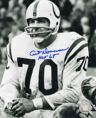Art Donovan Signed Colts B&W Close Up 8x10 Photo w/HOF'68 - (SCHWARTZ COA)
