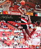 Clyde Drexler Autographed Portland Blazers 16x20 Dunk v. Rockets Photo- JSA W