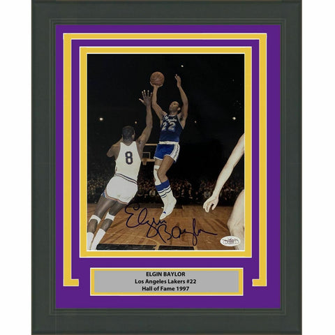 FRAMED Autographed/Signed ELGIN BAYLOR Los Angeles Lakers 8x10 Photo JSA COA