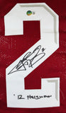 Johnny Manziel Autographed Maroon College Style STAT Jersey w/Heisman-BAW Holo