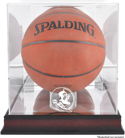 FSU Seminoles Logo Mahogany Finish Basketball Display Case w/Mirror Back