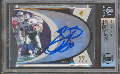 Cowboys Emmitt Smith Authentic Signed 1997 SPX #34 Card Autographed BAS Slabbed