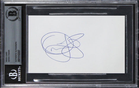 Lakers Derek Fisher Authentic Signed 3x5 Index Card Autographed BAS Slabbed