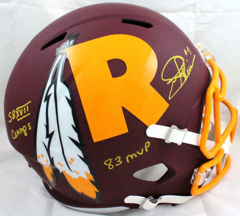 Joe Theismann Signed F/S Redskins Amp Speed Helmet w/2 Insc.-Beckett W Hologram