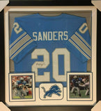 Barry Sanders Signed Detroit Lions 36" x 39" Framed Jersey / 10xPro Bowl R.B.