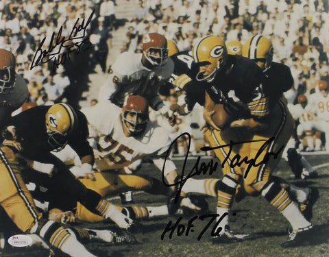 Jim Taylor & Bobby Bell Autographed/Signed Dry Mounted 11x14 Photo JSA 36456