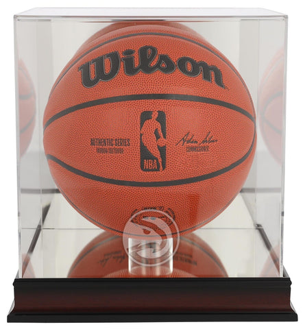 Atlanta Hawks Mahogany Logo Basketball Display Case
